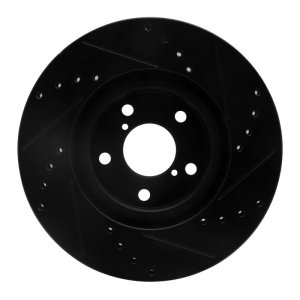 Subaru Impreza Brake Rotor (1) - Front Left - R1 Concepts - Drilled & Slotted - Black - `17-`23